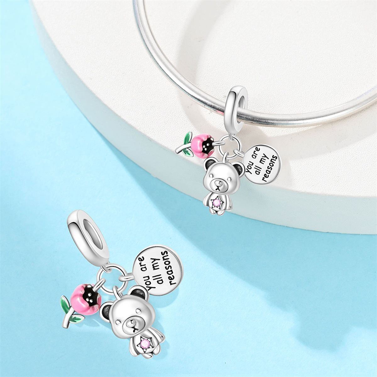 Silver-Plated Cute Pet Animal Beaded Bracelet For Women