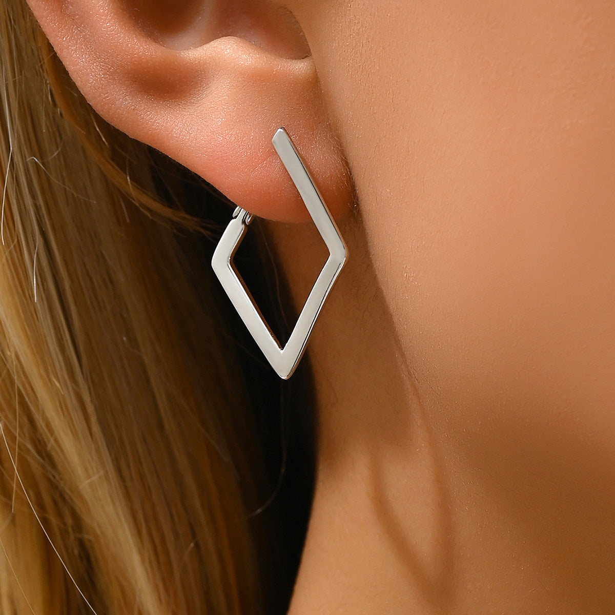 Hot Selling Cross-Border Korean Style Earrings For Women, Minimalist Geometric Quadrilateral Stud Earrings, Niche Elegant Daily Ear Jewelry