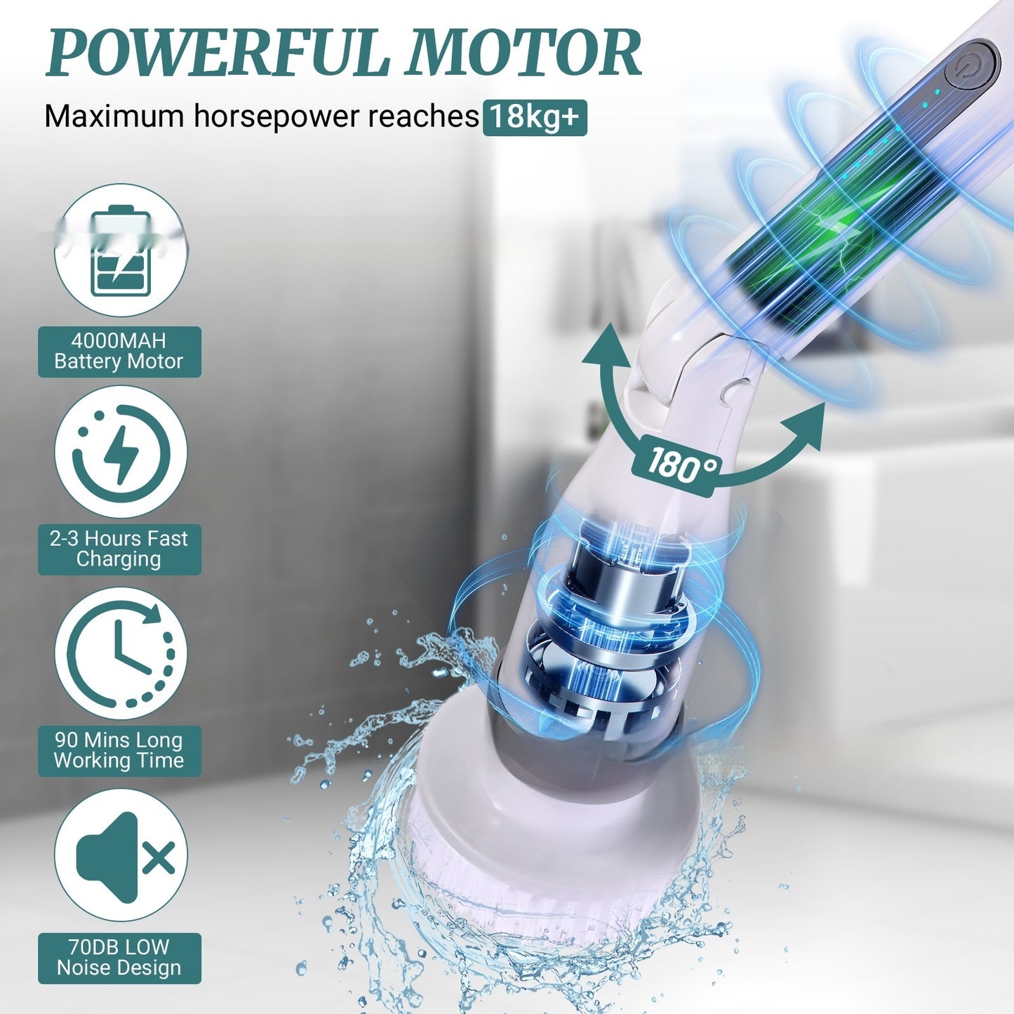 Multi-functional Wireless-Charging Electric Cleaning Brush For Car Kitchen And Bathroom
