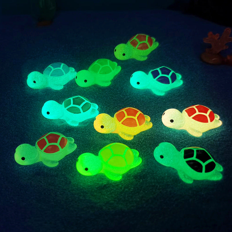 Fish Tank Landscape Decoration-2.2CM Small Turtle-Mixed Hair-10 Pack
