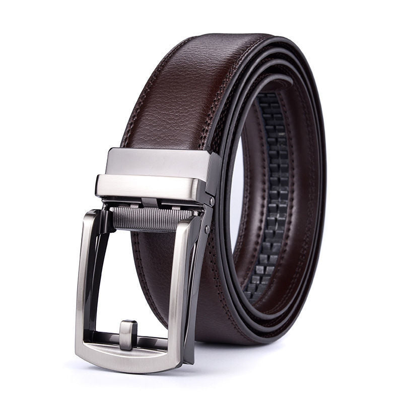 Mens Automatic Buckle Two-layer Cowhide Fashion Belt
