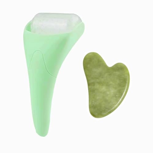 Ice Roller for Face and Gua Sha Set, Cooling & Firming Effect, Sculpting Tool for Jawline Skin Care Tools, Self Care Gift ...