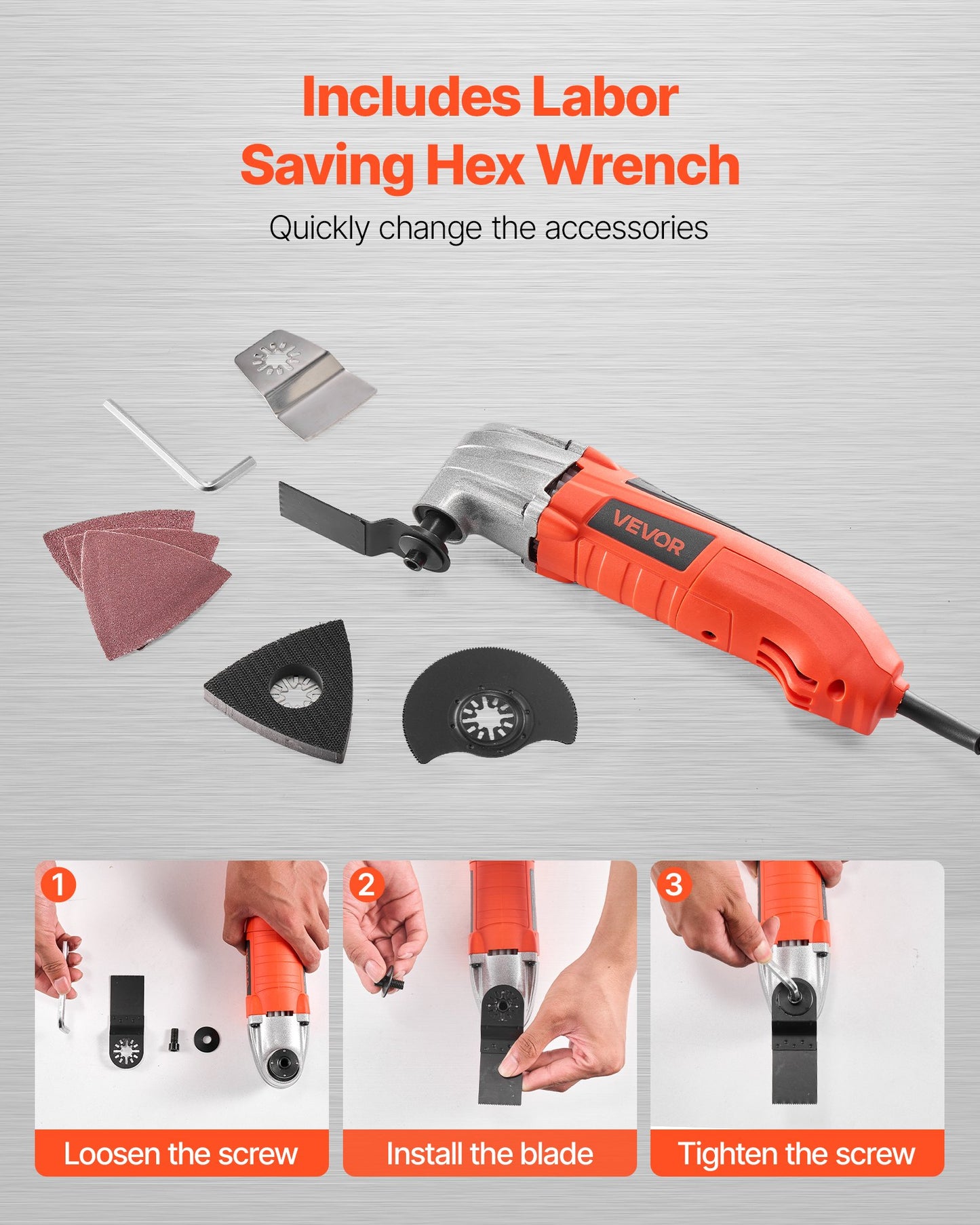 Oscillating Tool Multitool, 2.2Amps 22,000 OPM Electric Oscillating Multi Tool Kit Corded With 2.8° Oscillating Angle, 7PCS Saw Accessories For Cutting, Scraping, Sanding, Floor Stripping