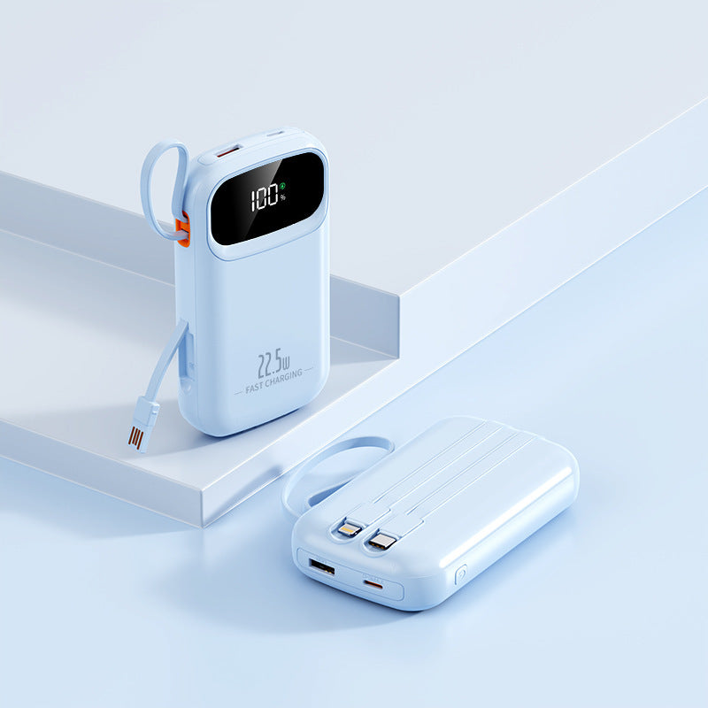 Mini Fast-charging Power Bank With Built-in Cable