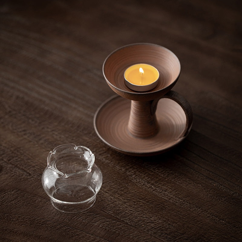 Rustic Retro Round Ceramic Candle Holder Ambiance Decor Piece