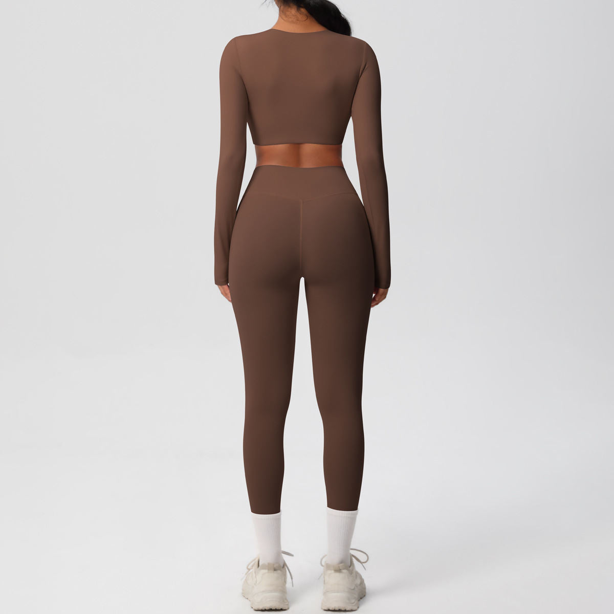 Solid Color Double-sided Nylon Brushed Nude Feel Tight Exercise Yoga Clothes Suit