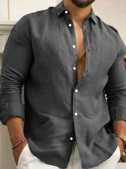 Mens Fashion Shirt Youth Casual Long Sleeve