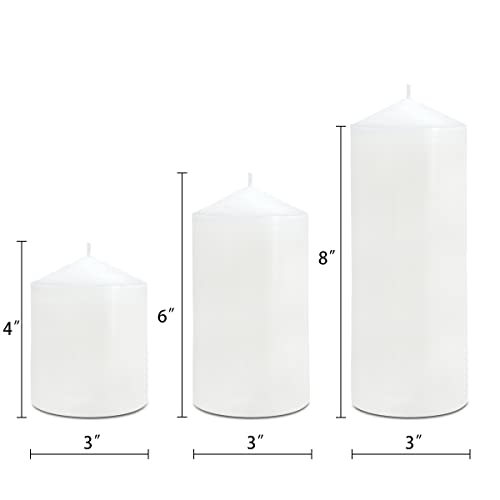 Pillar Candles 3 x 4, 6, and 8 inches, Large Handmade Candles Set of 3, Decorative Candles for Wedding, Home Decoration, D...
