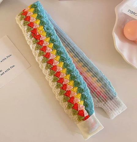 Knitted Embroidered Hook Loop Hair Headband