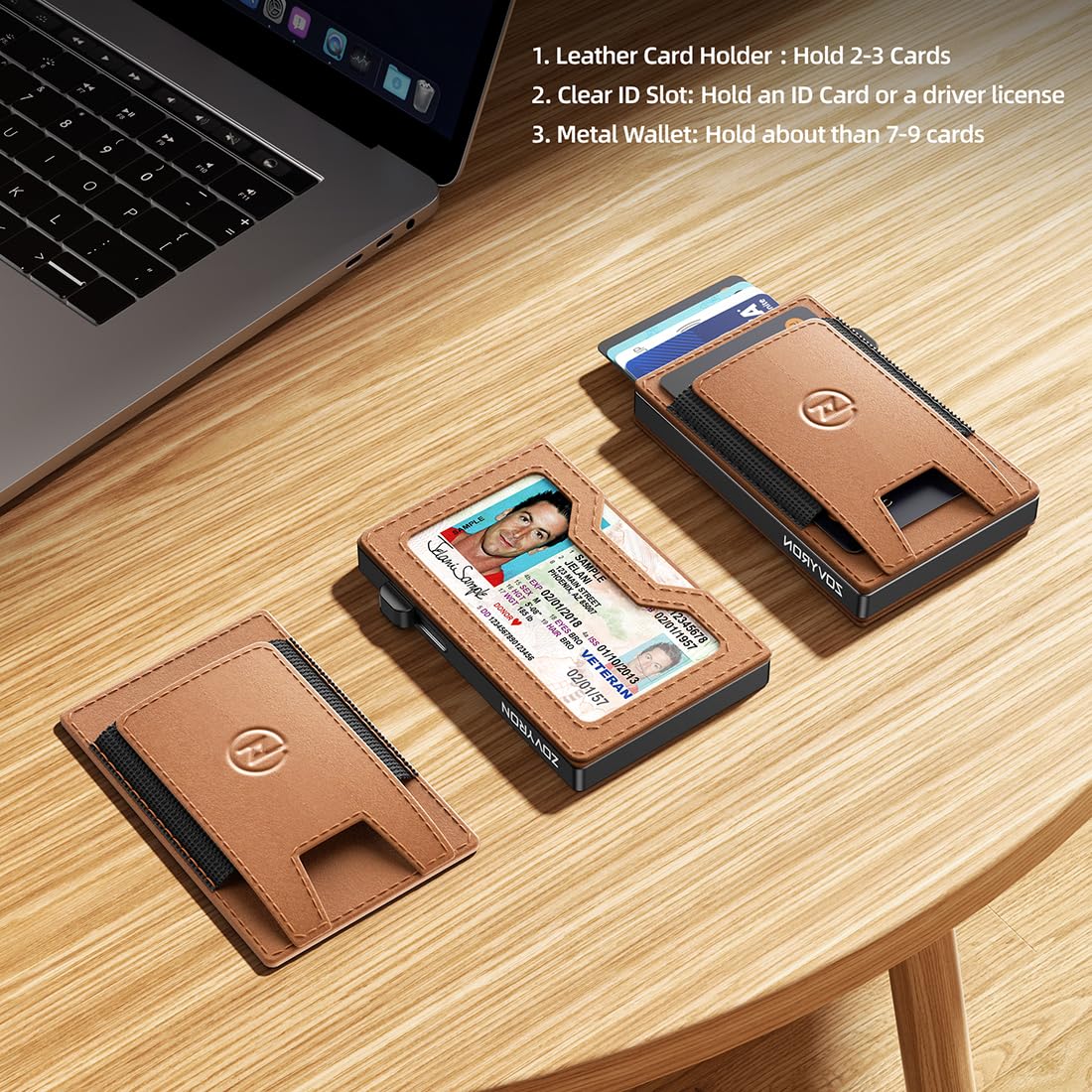 Wallet For Men, 2 In 1 Smart Wallet With Up Card Holder,RFID Blocking Minimalist Leather Wallet Slim Magsafe Wallet