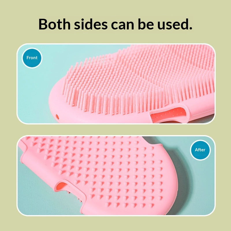 Childrens Bathing Massage Wash Mitt, Double-Sided Bathing Tool, Silicone Bath Brush