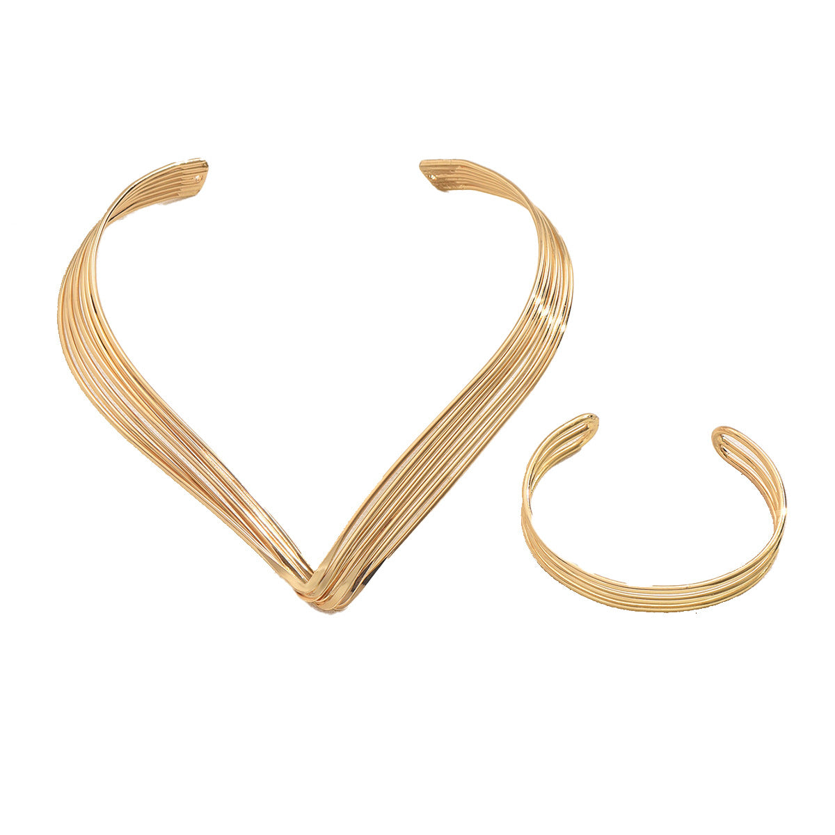 2026 New Arrival European Punk Jewelry Set For Women, Exaggerated Multi-Layer Clavicle Necklace & Adjustable Open Choker Matching Bracelet, Edgy Fashion Neck Hand Jewelry