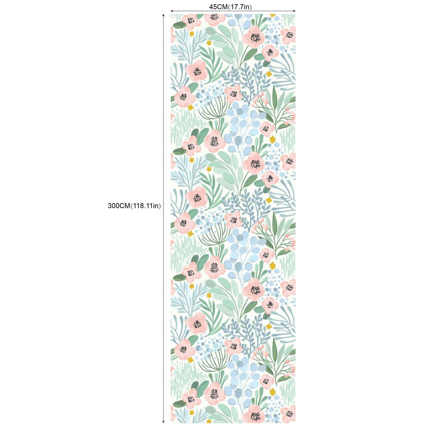 Removable Green Plants And Flowers Seamless Self-adhesive Wall Decor