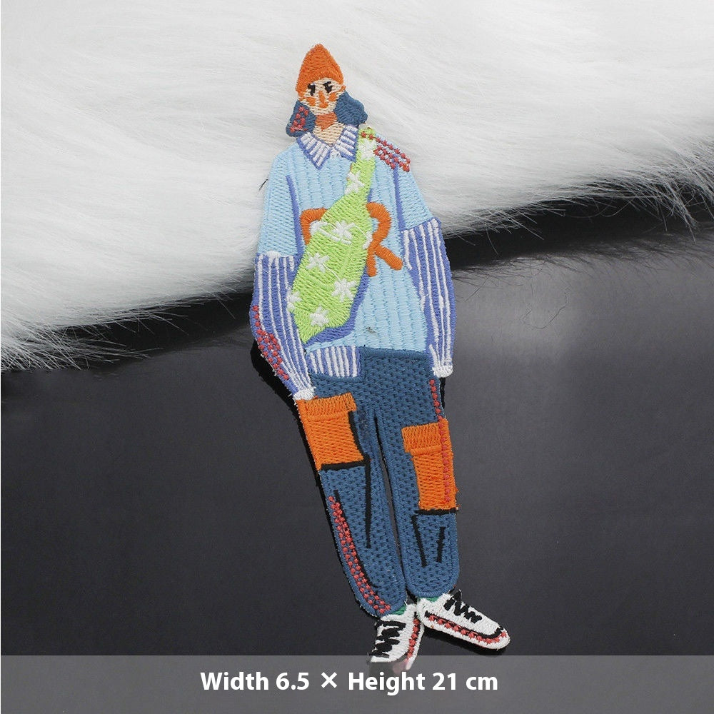 Emboridery Label Cartoon Girl Large Clothing Accessories Clothes And Bags Decorative Sticker