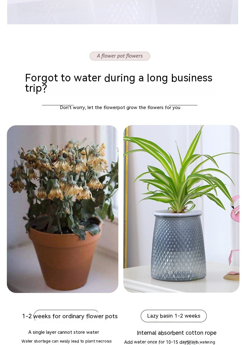 Water-free New Automatic Water Feeding Lazy Basin Light Luxury Plastic Flower Arrangement Hydroponic Flowerpot