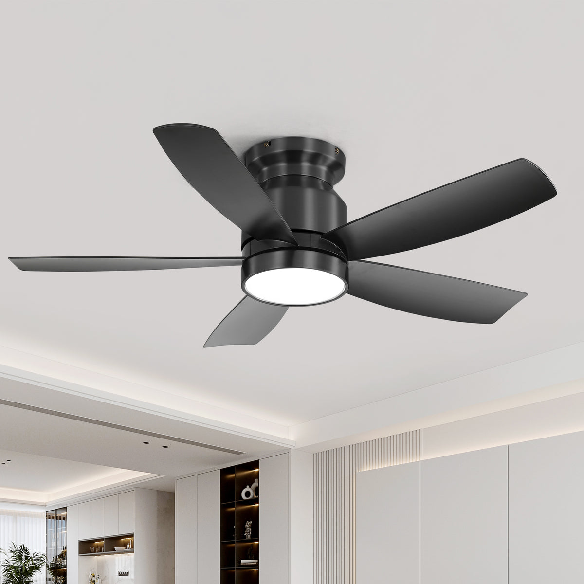 106cm Ceiling Fan With 18W LED Lighting, Remote Control, 5 ABS Blades And Reversible DC Motor For Living Room, Bedroom, Kitchen, Office