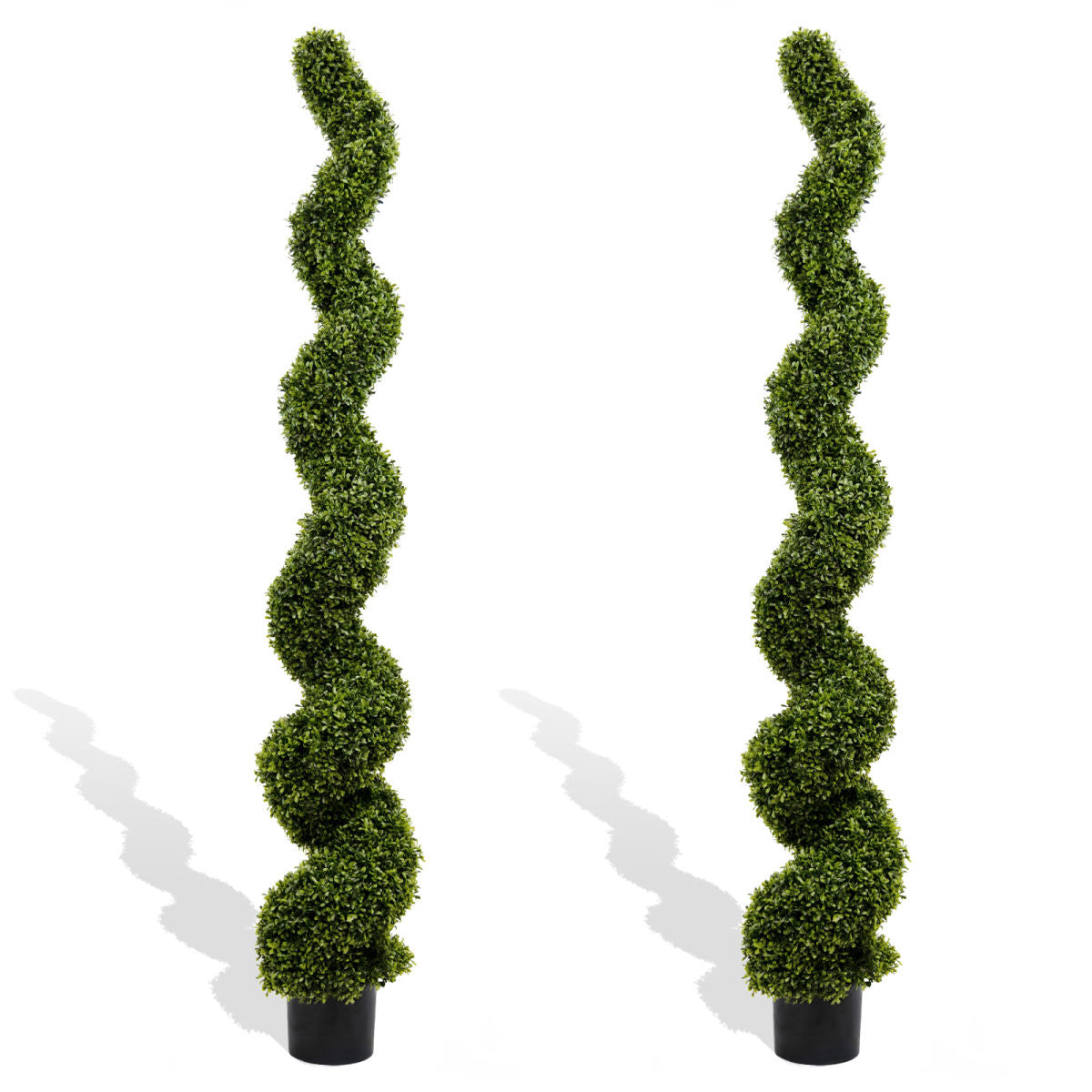 6FT Spiral Topiary Trees Artificial Outdoor Faux Boxwood Plants Large Twisted Green Potted Trees for Garden Front Porch Patio Planter Decoration, 2pcs/set