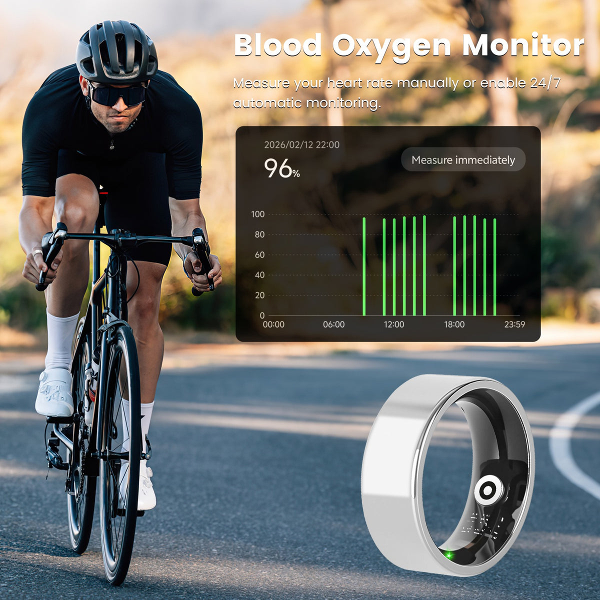 Smart Ring Health Tracker Fitness Sleep Stress HRV Tracker With Charging Case Magnetic Charging Cable For Women & Men Compatible With IOS & Android 7-Day Battery Life Size7 Size8 Size9 Size10