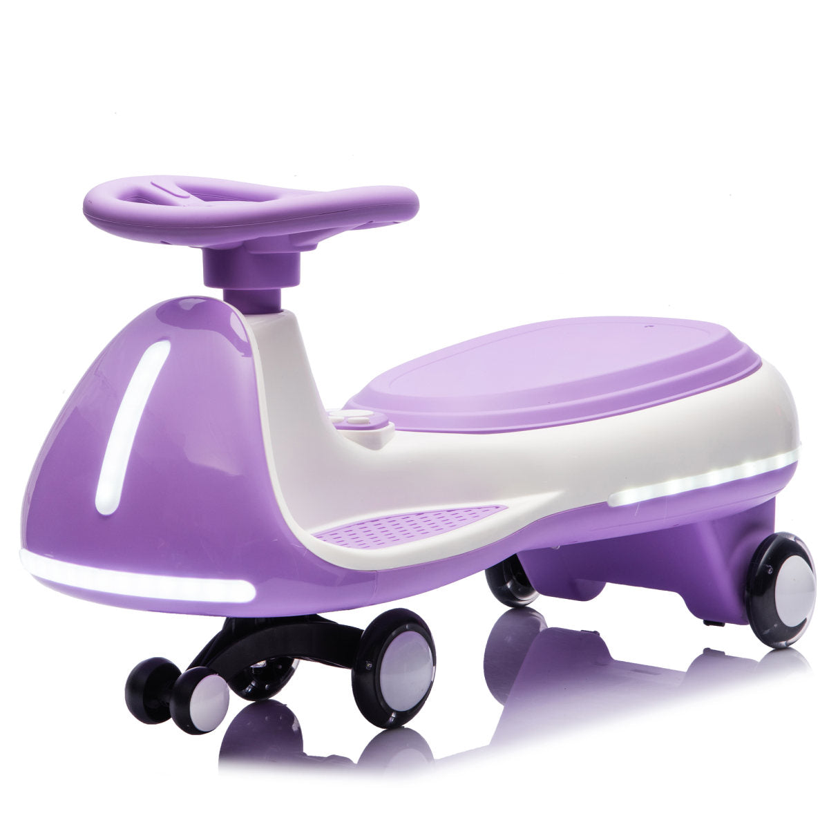 12V Kids Ride On Electric Wiggle Car W 2-in-1 Smart Design,Controllable LED Lights,Flashing PU Wheels&Wide Front Auxiliary Wheels,Triangular Stability Frame,5MPH Max Speed,Bluetooth Music,for Kids 3-8