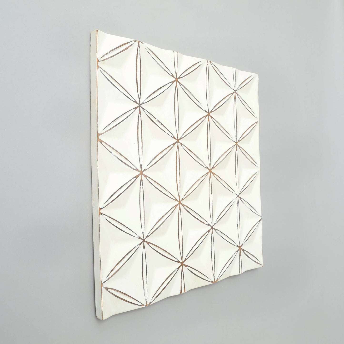 White Square Shape Handcrafted MDF Wall Decor -16 X16 Elegant Home Accent
