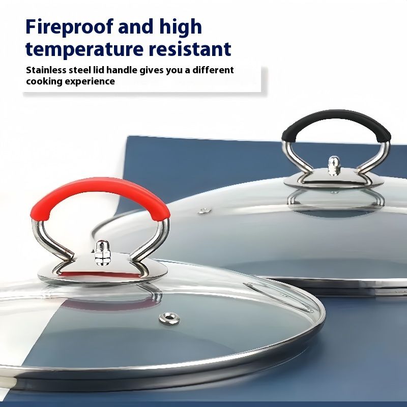 Universal Cook Pan Lid Knob Handle Silicone Anti-scald Handle Stainless Steel Pot Lid Accessories