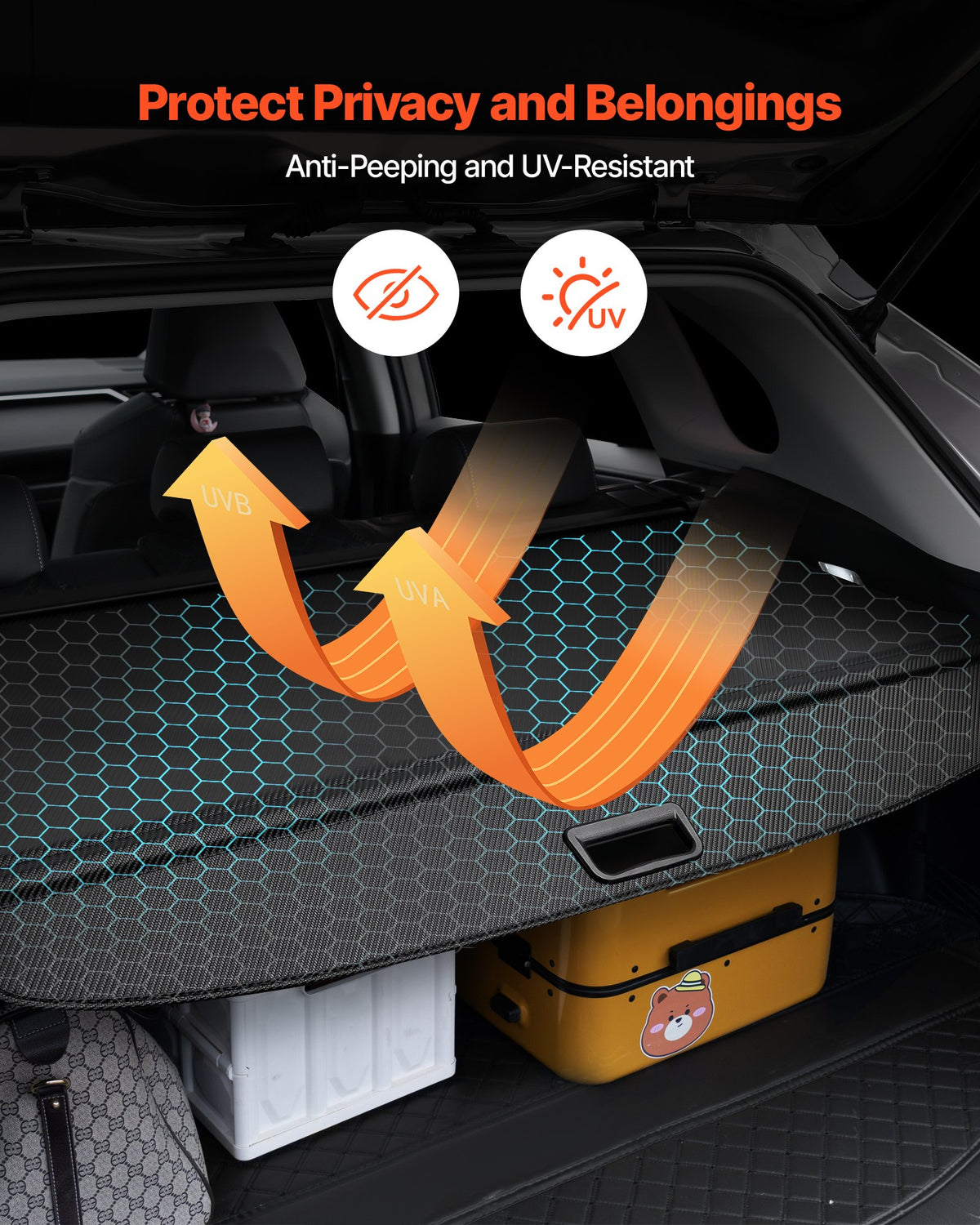Retractable Cargo Cover, Upgraded Carbon Fiber Texture Trunk Cover, Anti-Peeping Luggage Privacy Shield, Easy Installation Security Shade Car Accessories, For Toyota RAV4 2019-2025 5-Seater