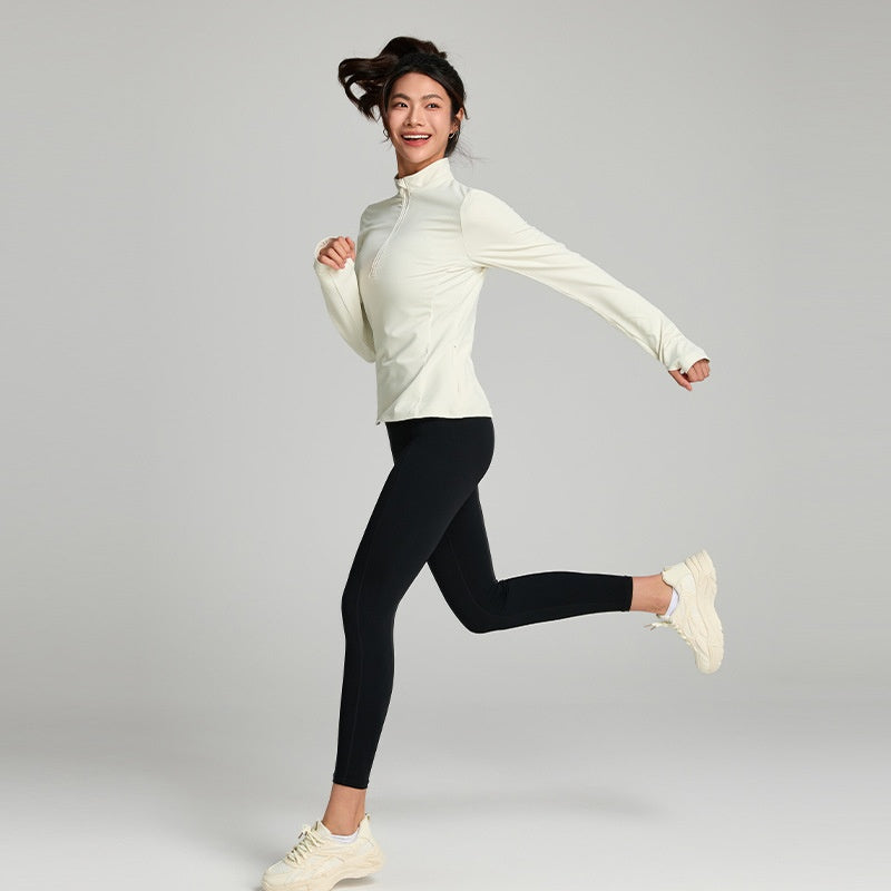 Cloud-feel Casual Jacket With A Half-zip Chic Quick-drying Stand-collar Fitness Top