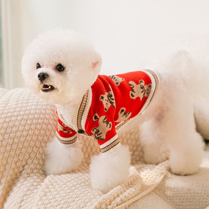 Dog Sweaters Are Cute Bear Pattern Dog Clothes For Puppies, Warm Dog Coats For Winter, Chihuahua Dog Clothing, And Lightweight Sweaters For Pet Cats In Autumn