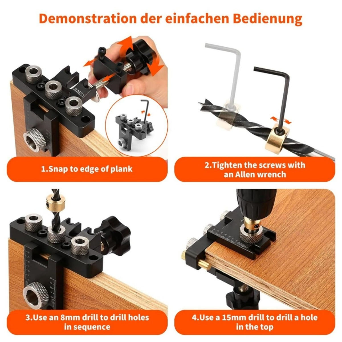 3-in-1 Drilling Template For Precise Holes In Woodworking Projects And DIY Jobs—Accessories For Hand Tools