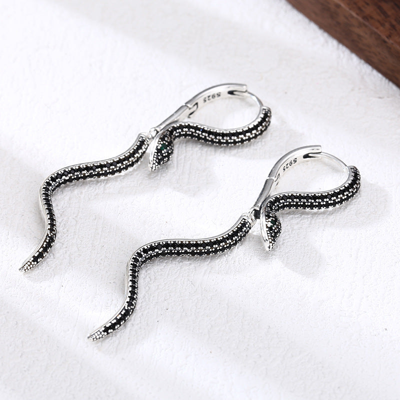 Korean Style Retro Exquisite Rhinestone Snake Earrings Fashion