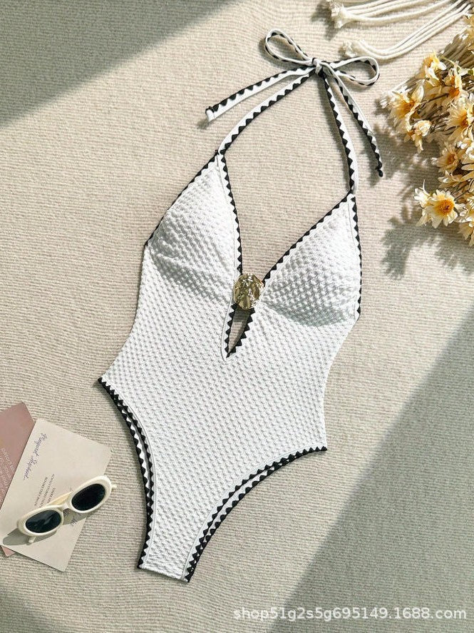 Body-hugging Swimsuit With A Tie-neck Design