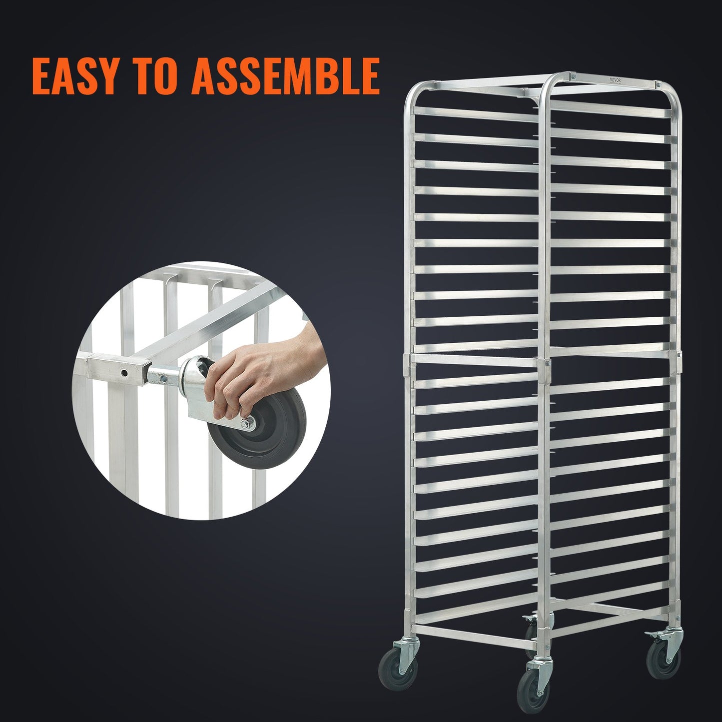 Bun Pan Rack, 20-Tier Commercial Bakery Racks With Brake Wheels, Aluminum Racking Trolley Storage For Half & Full Sheet, Speed Rack For Kitchen Home, Bread Baking Equipment, 26'L X 20.4'W X 70'H