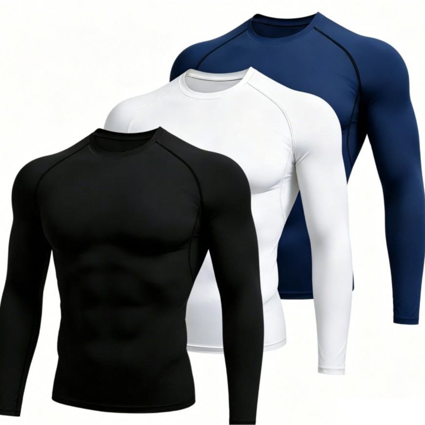 European-size Mens Tight-fitting Long-sleeve Sportswear For Running And Fitness