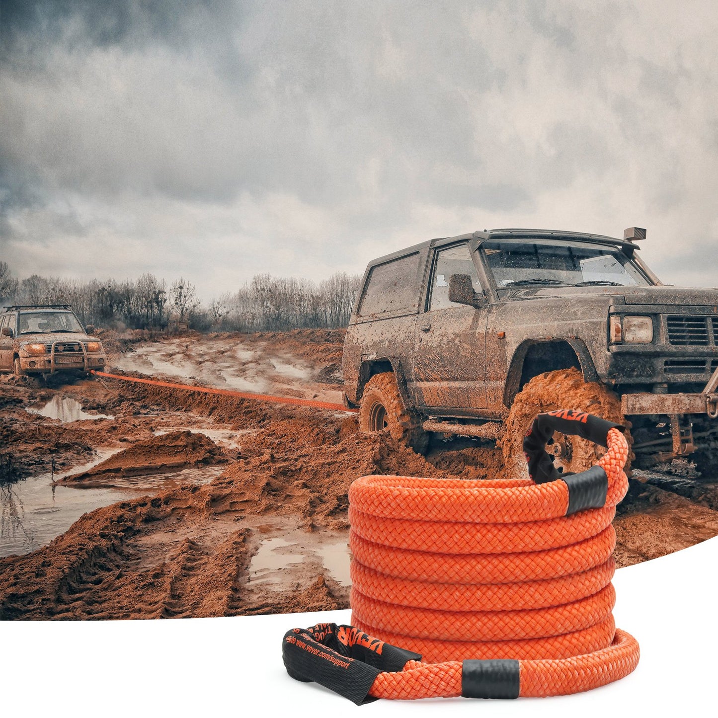 7-8in X 20in Kinetic Recovery Tow Rope 30,580 Lbs, Heavy-Duty Off Road Snatch Strap, Extreme Duty 30 Elasticity Energy Snatch Strap For Car Truck ATV UTV SUV Tractor