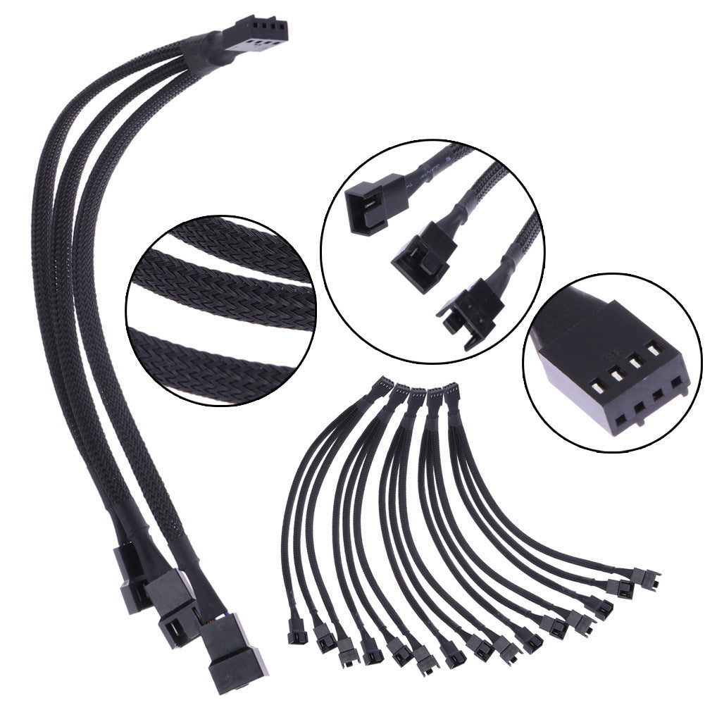 Desktop Computer CPU 4PIN PWM 1 Minute 3 Adapter Cable Snakeskin Network Cable 30CM Cooling Fan Adapter Cable