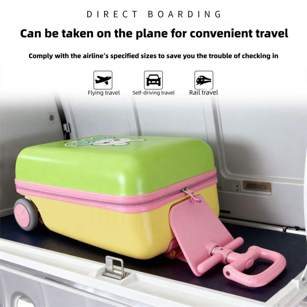 20 Inch Detachable Suitcase, Children's Suitcase, Cycling Luggage, Handcart Luggage, TSA Lock, Universal Wheel Multifunctional Lockable Rolling Suitcase, With USB Port, Suitable For Travel