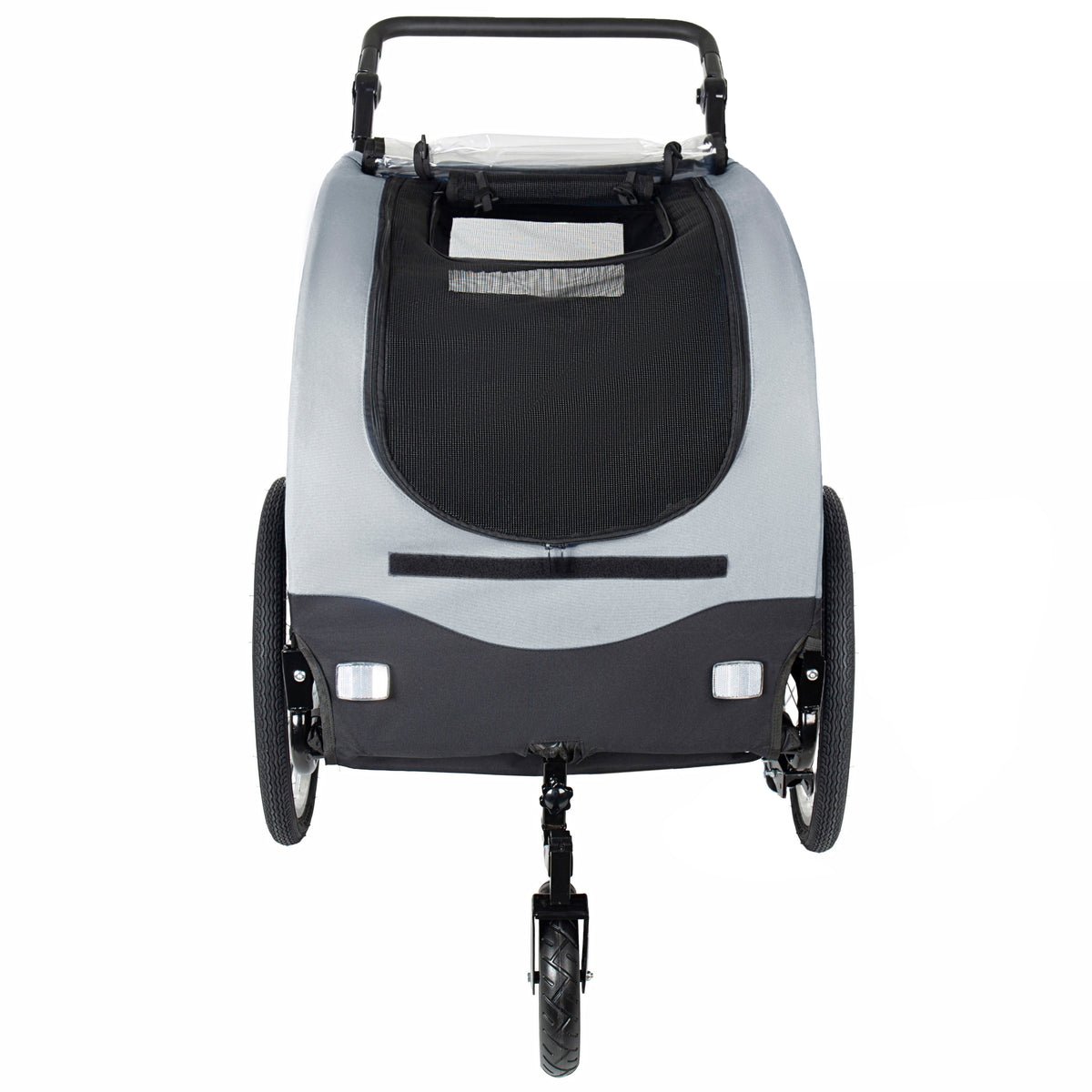 2-in-1 Bike Trailer & Pet Stroller For Dogs Up To 110lbs-Foldable Pet Carrier Cart With Front Caster & 20 Quick Release Air-Filled Wheels, Breathable Mesh And PVC Rain Cover, Gray
