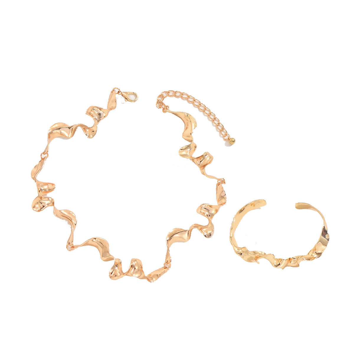 2026 New Arrival European American Hip Hop Women Jewelry Set, Niche Geometric Design Matching Bracelet & Necklace, High-end Versatile Metal Chain Accessories