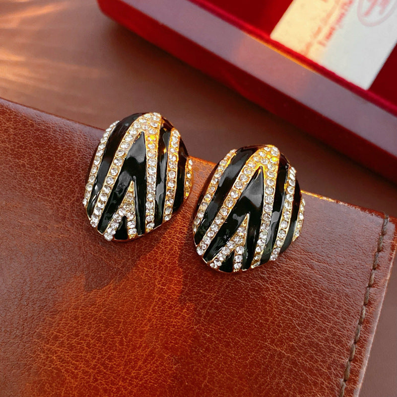 S925 Silver Post Vintage Crystal Rhombus Fringe Earrings Female Diamond Tassel Fashion