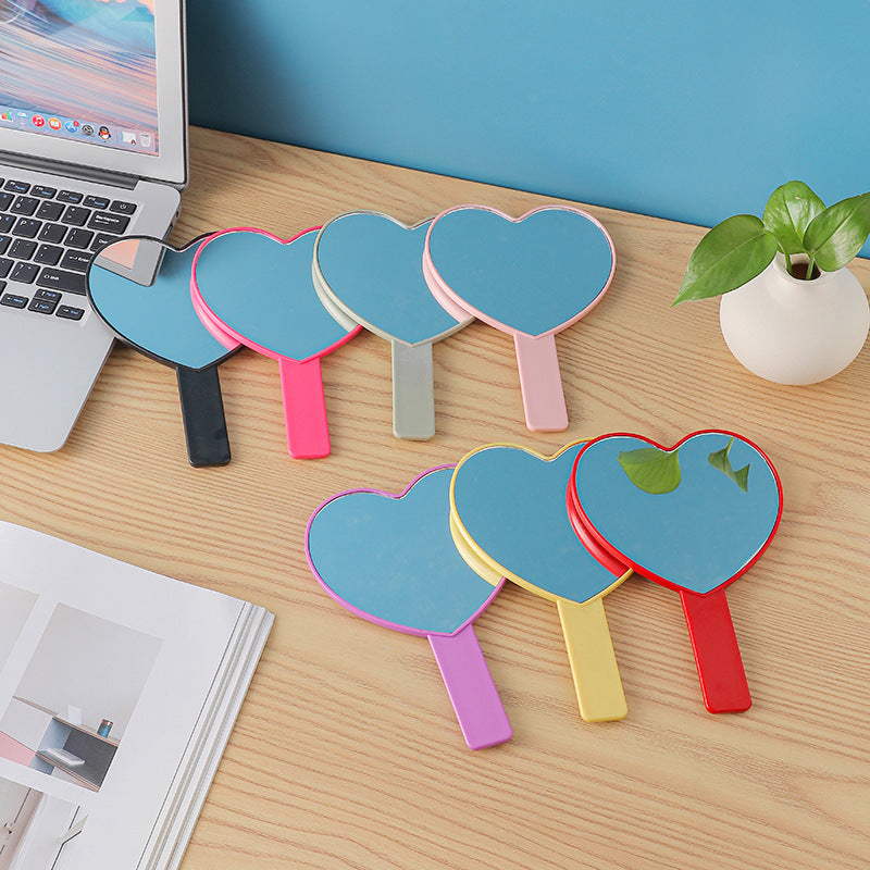 Household Portable Cute Love Hand-held Makeup Mirror