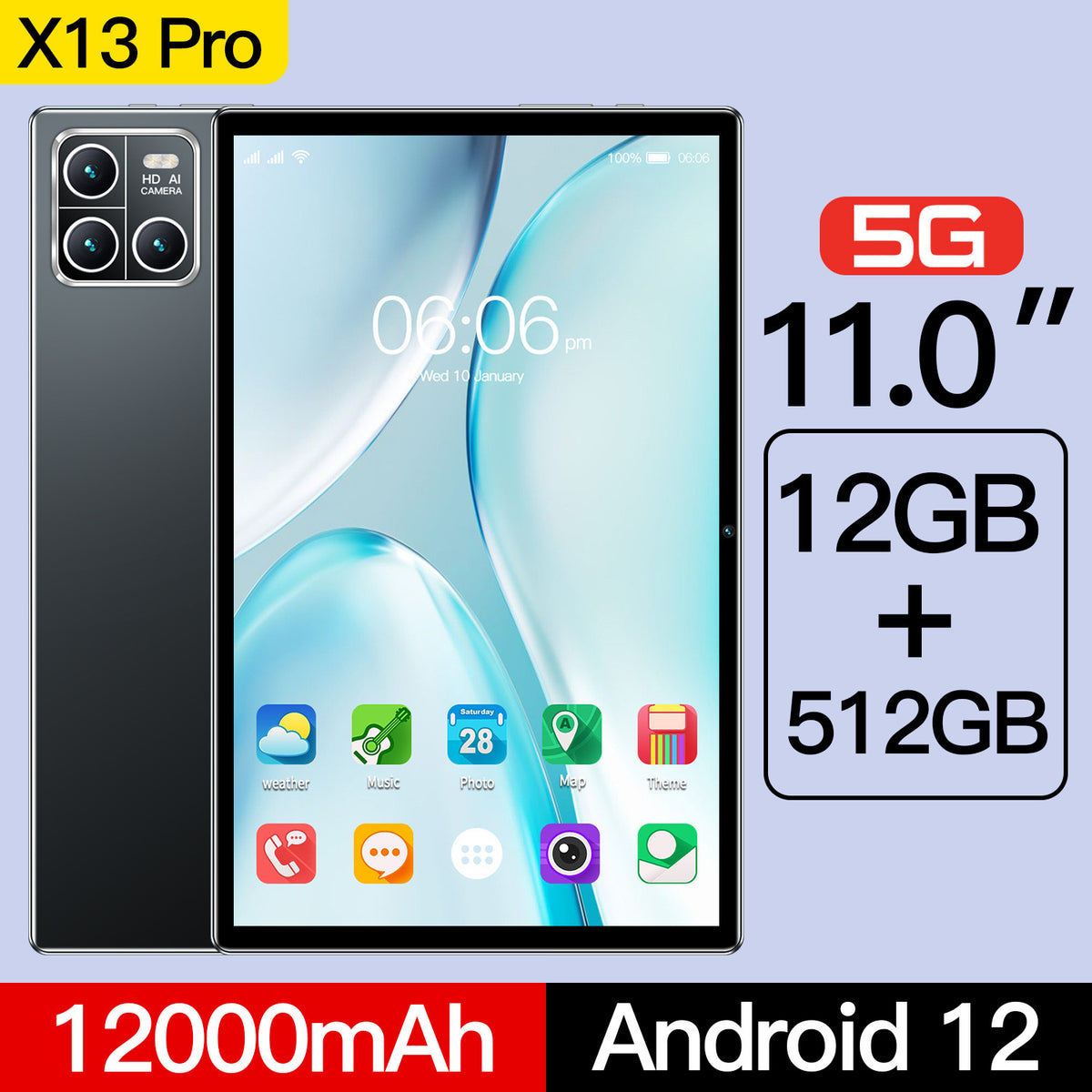 10 inch Tablet X13 Smart Android 14 Google Bluetooth Calling