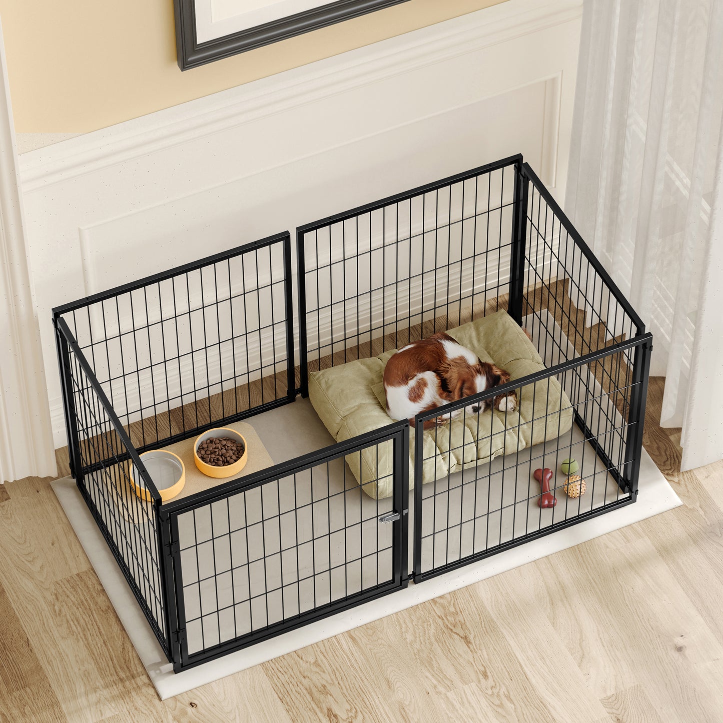 Large Dog Cage 48 Dog Kennel For Medium Dogs Puppy Dog Playpen With Top, Pet Cage, Indoor, Black.48 L X 26.3 W X 23.8 H.