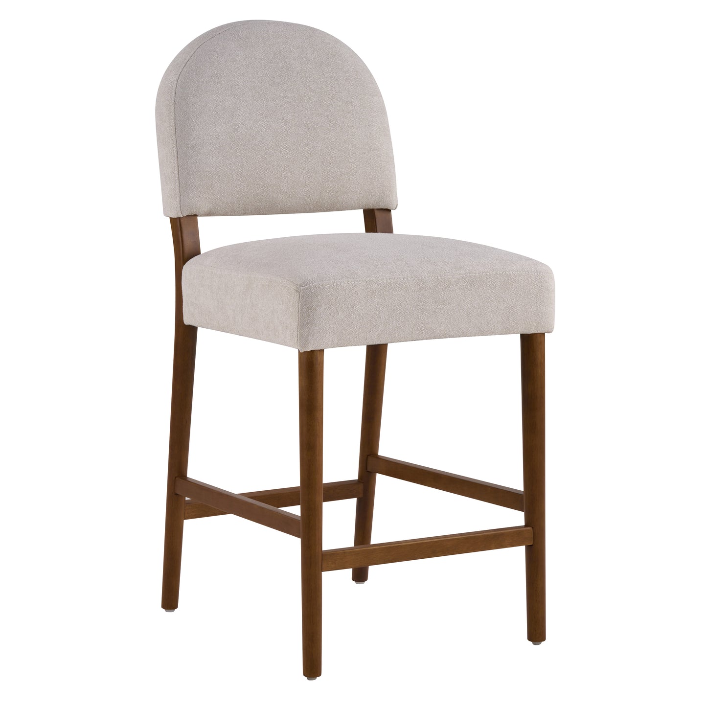 26 Seat Height Light Gray Fabric & Walnut Rubberwood Bar Stool, Adjustable Floor Leveler, Spacious Seat For Kitchen Island Light Gray,set Of 2