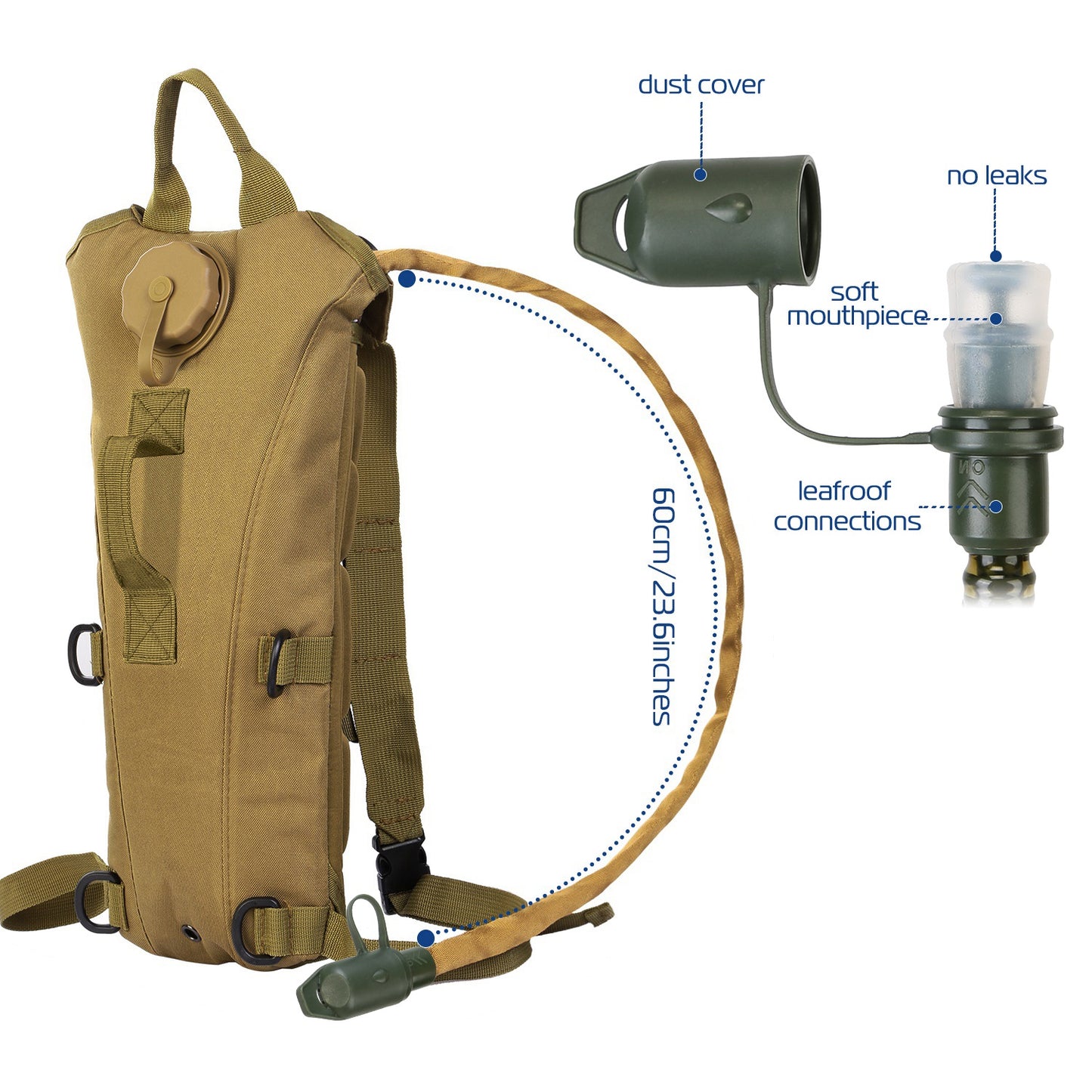 1Pc 3L Tactical Hydration Pack Water Bladder Adjustable Water Drink Backpack For Hiking Cycling Climbing Running