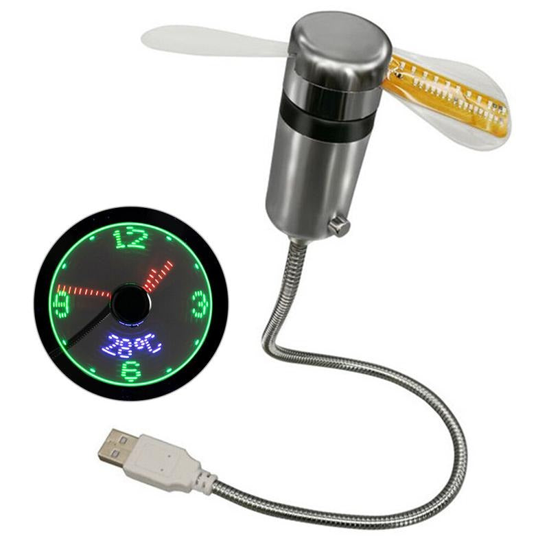 2-3 Days Arrive Clock Fans DC 5V LED Clock Fan Portable Gadgets -Time Temperature Display- UK
