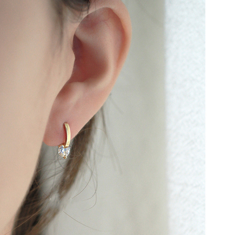 Stylish Versatile And Minimalist Korean-style Zircon Earrings