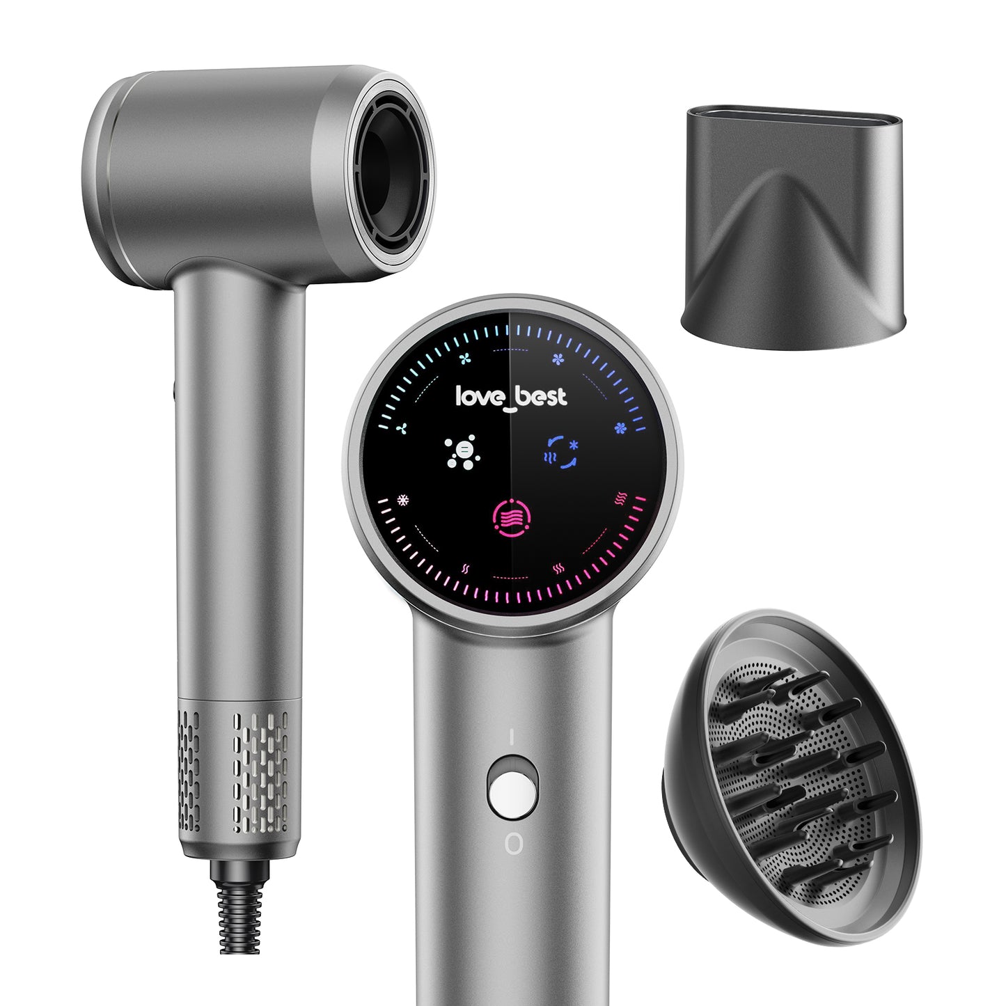 Plasma Ionic Hair Dryer With Diffuser, 110000 RPM High Speed Blow Dryer, Fast Drying Professional Hair Dryer With Smart Screen, Low Noise Ionic Hair Dryer For Curly Hair, Women & Men