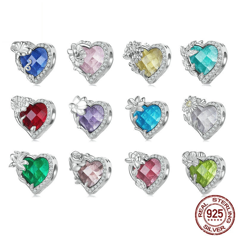 December Birthstone Bracelet Bead Heart Bead Accessories