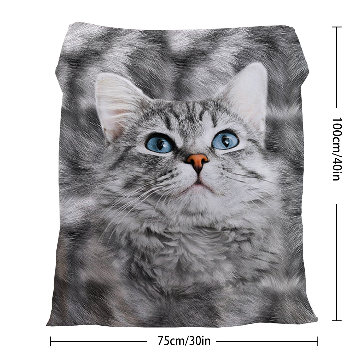 Gray Cat Flannel Blanket Grey Pet Animal Fleece Blanket Soft Warm For Bed Sofa Cat Animal Gifts For Teen Boys All Season