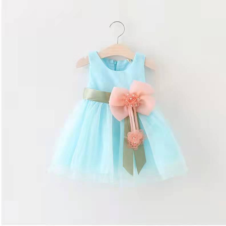 New Womens Childrens Dress Princess Style With Floral Pattern And Large Bow